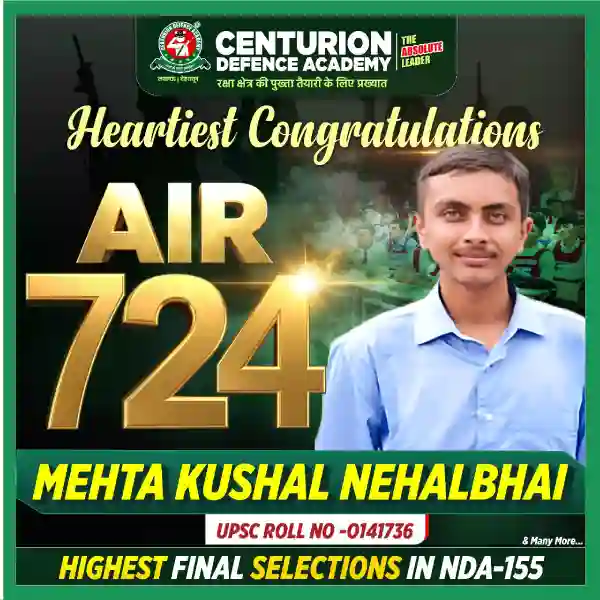 Centurion Defence Academy NDA 155 AIR 724 Mehta Kushal Nehalbhai